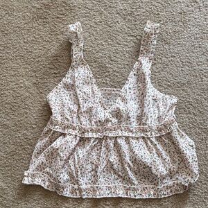 SHEIN Floral Ruffle Strap Blouse - Cream